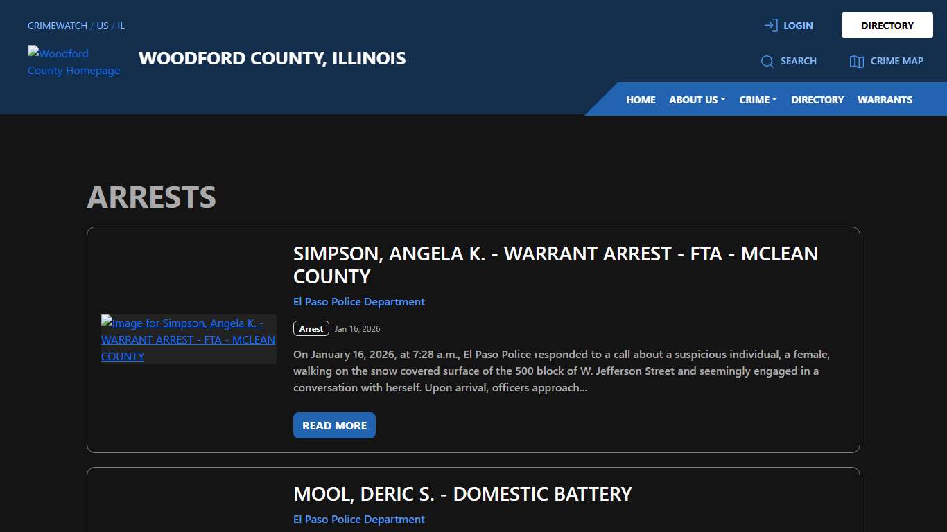 Arrests for Woodford County, Illinois CRIMEWATCH