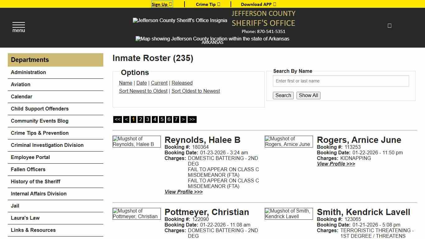 Inmate Roster - Current Inmates Booking Date Descending - Jefferson County Sheriff AR